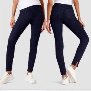 NWT HUE Studio Split Hem Denim Mid-Rise Leggings